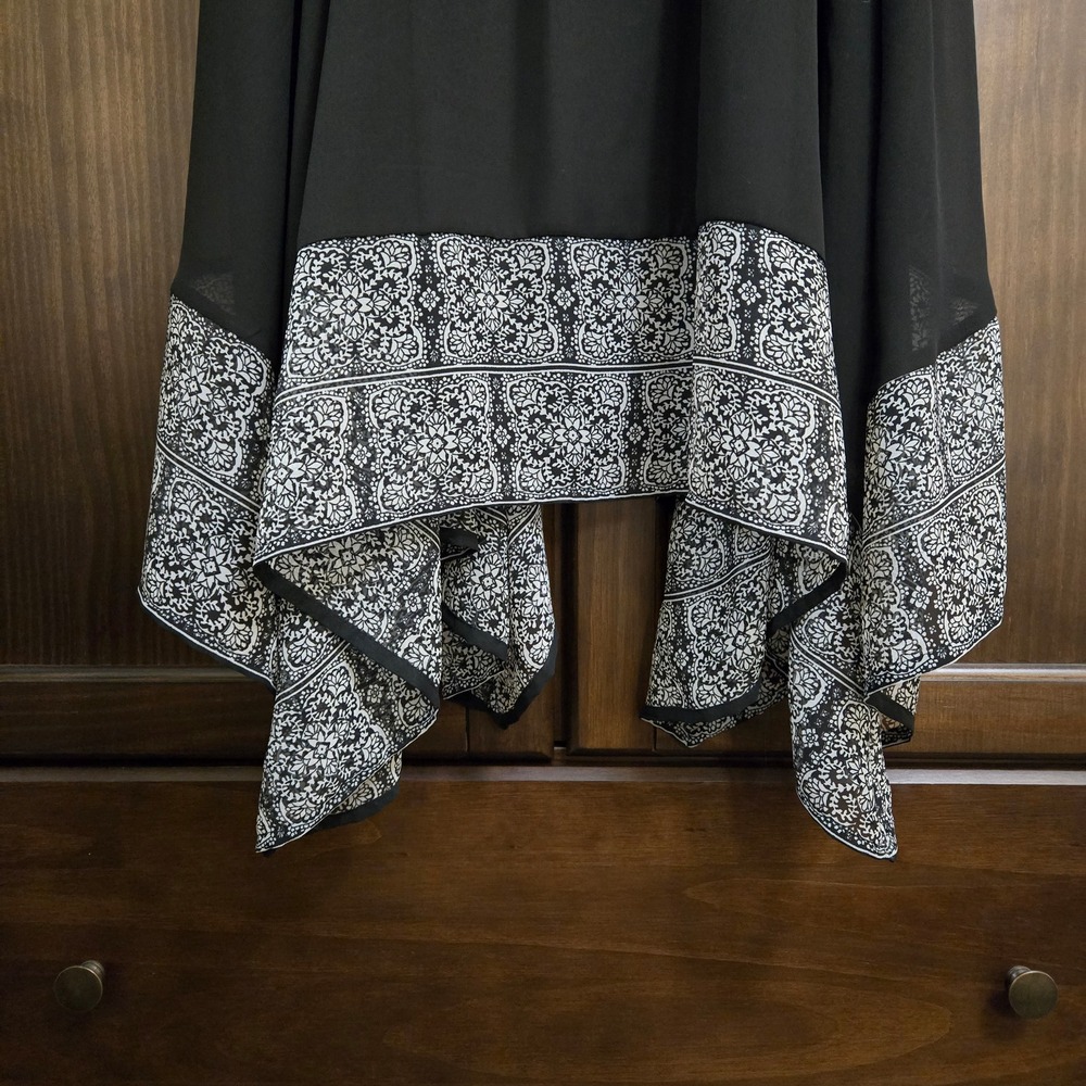 American Eagle Black Paisley Handkerchief Hem Bustier Dress Large L Lace Trim - Picture 12 of 14